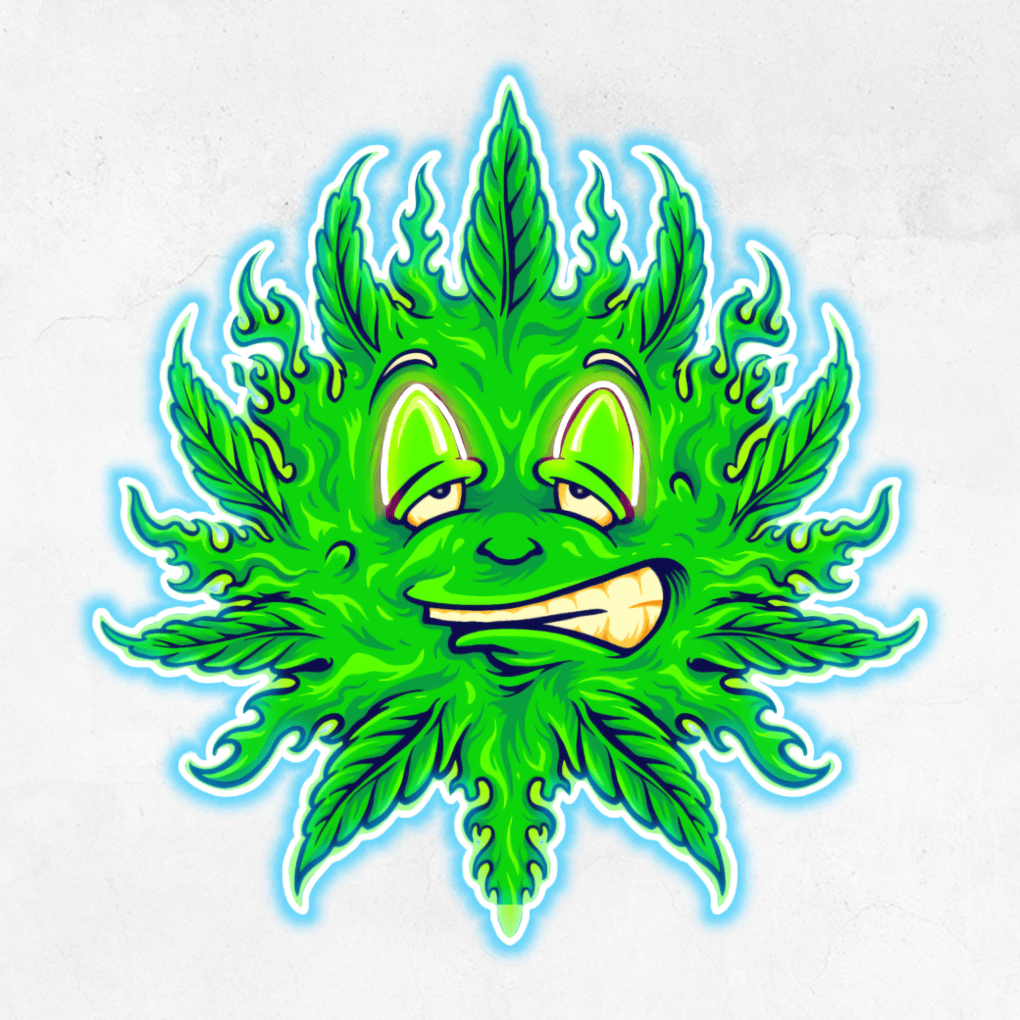 Kaxigt Cannabisblad – Neon Glöd och Attityd