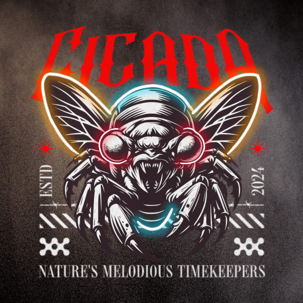 Cicada - Naturens Melodiska Tidmätare Neon Art Poster