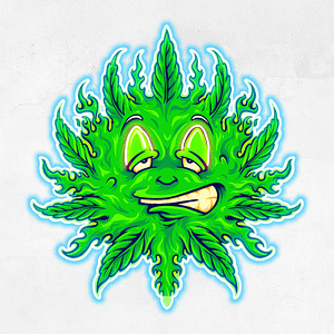 Kaxigt Cannabisblad – Neon Glöd och Attityd