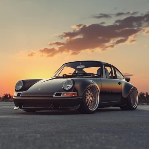 Klassisk Porsche i Solnedgångens Ljus