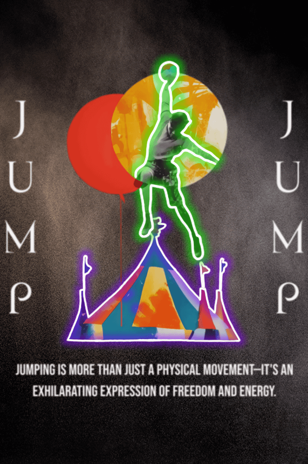 "Jump" - Energifylld Poster med Basketspelare och Neon-Tält