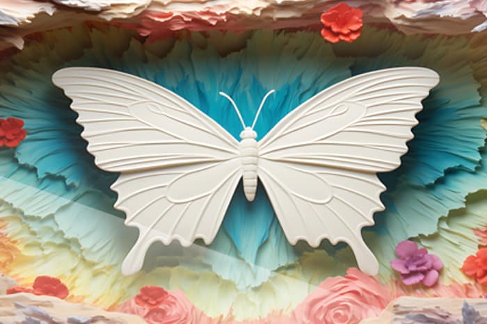 Neonfjäril i Blomstrande Ljus