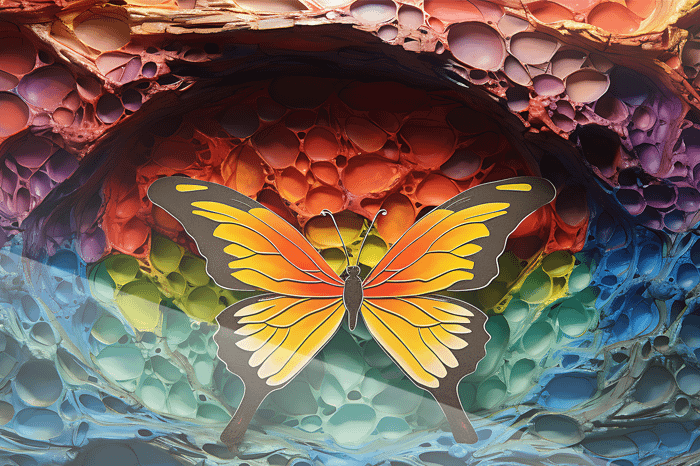 Neonfjäril i Regnbågsfärger