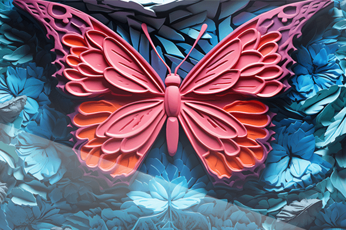 Rosa & Röd Neonfjäril