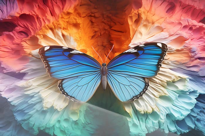 Blå Neonfjäril med Regnbågs
