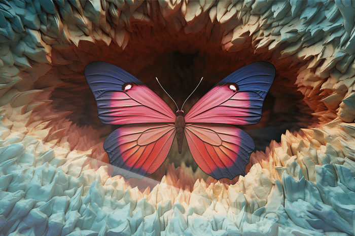 Röd Lila Neon Fjäril