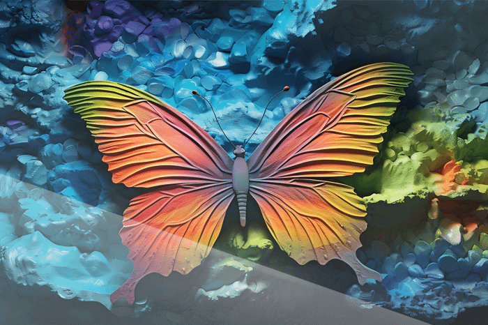 Regnbågsfjäril mot Blå Texturdröm