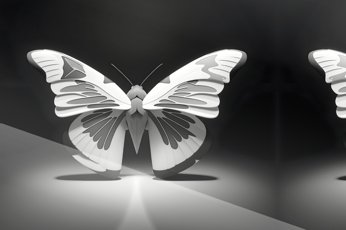 Svartvit Fjäril med Neonbelysning