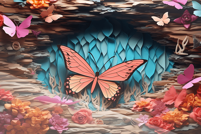 Orange Fjäril i Tropisk Skogsglänta