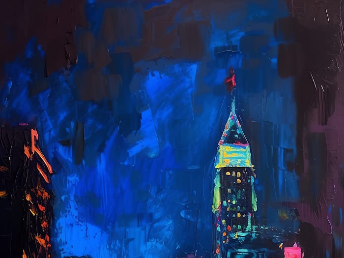 Neon Tavla Nattlig Stadssiluett