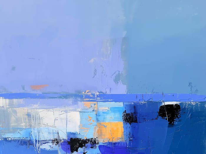 Neon Tavla Blå Horisont Stillhet i Färg