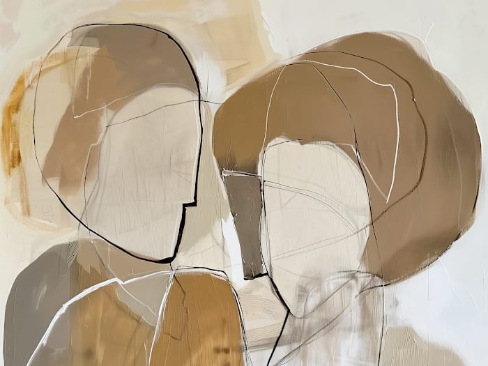 Neon Tavla Minimalistiskt Abstrakt Par i Neutrala Toner