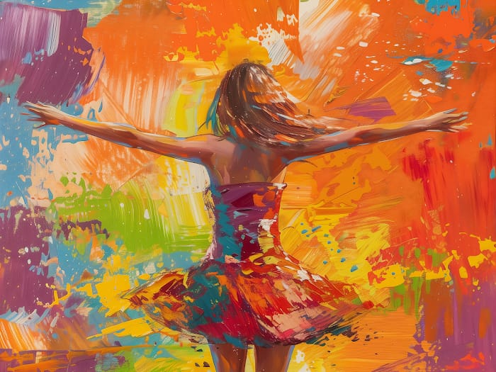 Neon Tavla Färgexplosion Abstrakt Dansporträtt