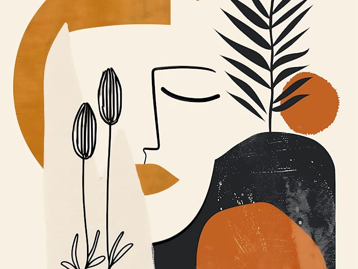 Neon Tavla Abstrakt Botanisk Väggkonst