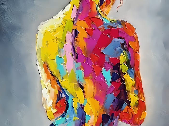 Neon Tavla Expressionistisk Ryggporträtt