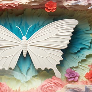Neonfjäril i Blomstrande Ljus
