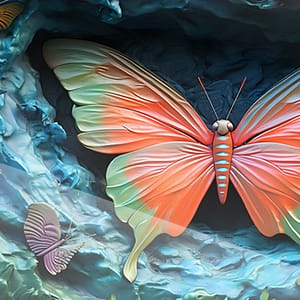 Neonfjärilens magi – en lysande flykt glass