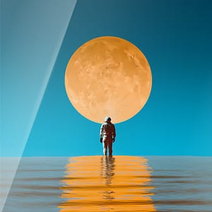 Astronaut under den gyllene månen