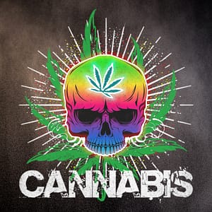 Cannabis Skalle – Psykedelisk Neonkonst
