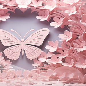 Rosa fjäril i blomstrande portal