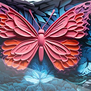 Rosa & Röd Neonfjäril