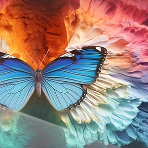 Blå Neonfjäril med Regnbågs