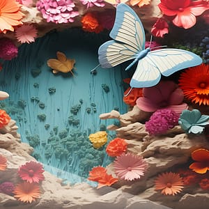 Krämvit Neonfjäril i Blommande Paradis