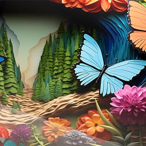 Blå Neon Fjärilar i Sagolik