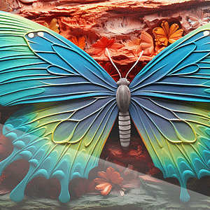 Turkos och Limegrön Neon Fjäril