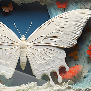 Vit Dröm Fjäril med Lila Neon