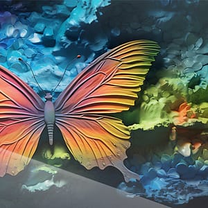 Regnbågsfjäril mot Blå Texturdröm