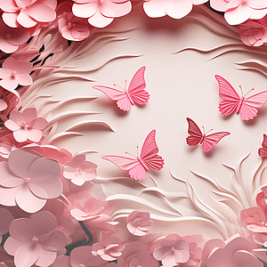 Rosa Fjärilsdans i Blomster Himmel