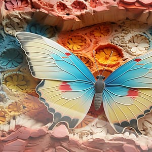 Pastellfjäril i Neonröd Blomstertextur