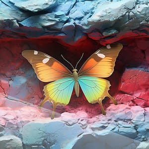 Regnbågsfjäril i Stenig Omgivning