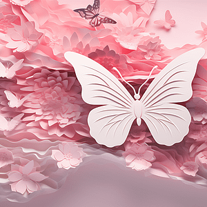 Fjäril i rosa blomdröm