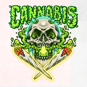 Grön Cannabis Dödskalle