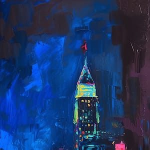 Neon Tavla Nattlig Stadssiluett