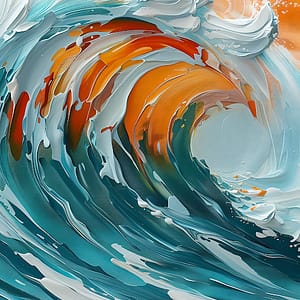 Neon Tavla Explosion av Våg & Ljus i Turkost och Orange