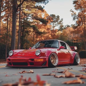 Röd Porsche med Rosa Ljus