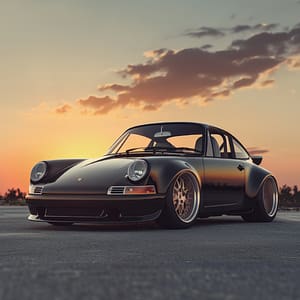Klassisk Porsche i Solnedgångens Ljus