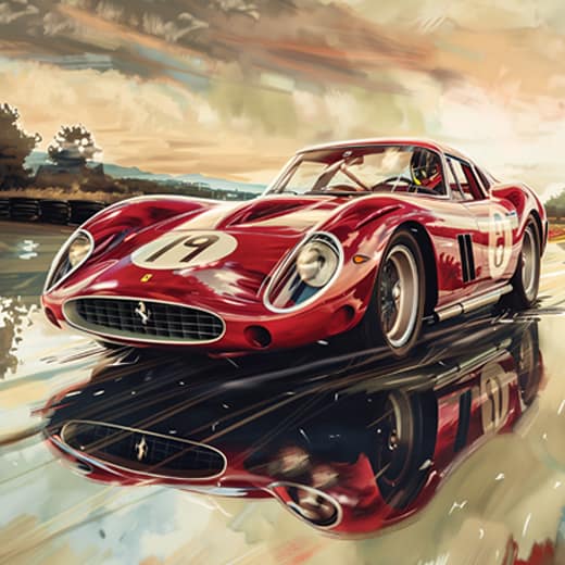 Klassisk Röd Racingbil med Neon