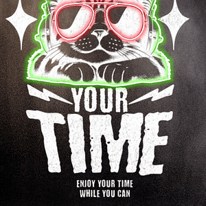 Cool Kattpilot - "Enjoy Your Time" Poster med Neon-Detaljer