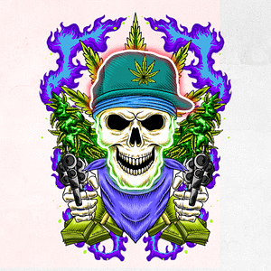 Gangster Dödskalle med Cannabis