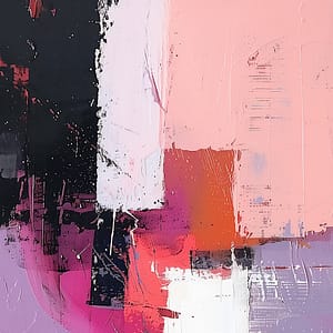 Neon Tavla Abstrakt Balans i Rosa & Svart