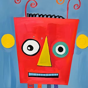 Robot med Retrosjäl och Neonhjärta