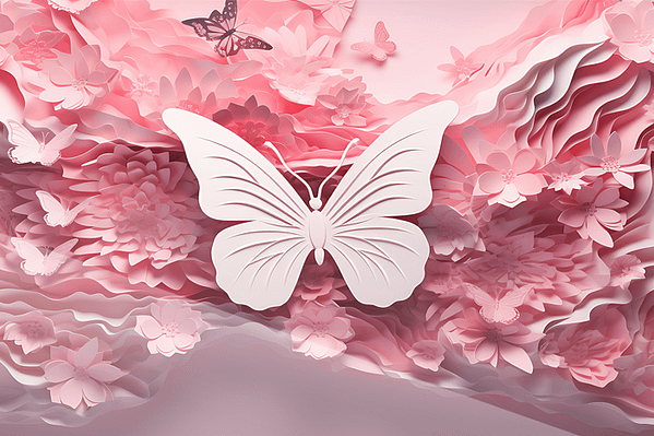 Fjäril i rosa blomdröm