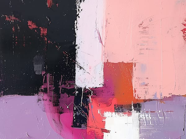 Neon Tavla Abstrakt Balans i Rosa & Svart